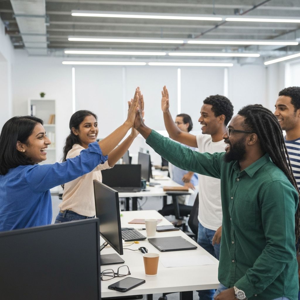 Team celebrating together